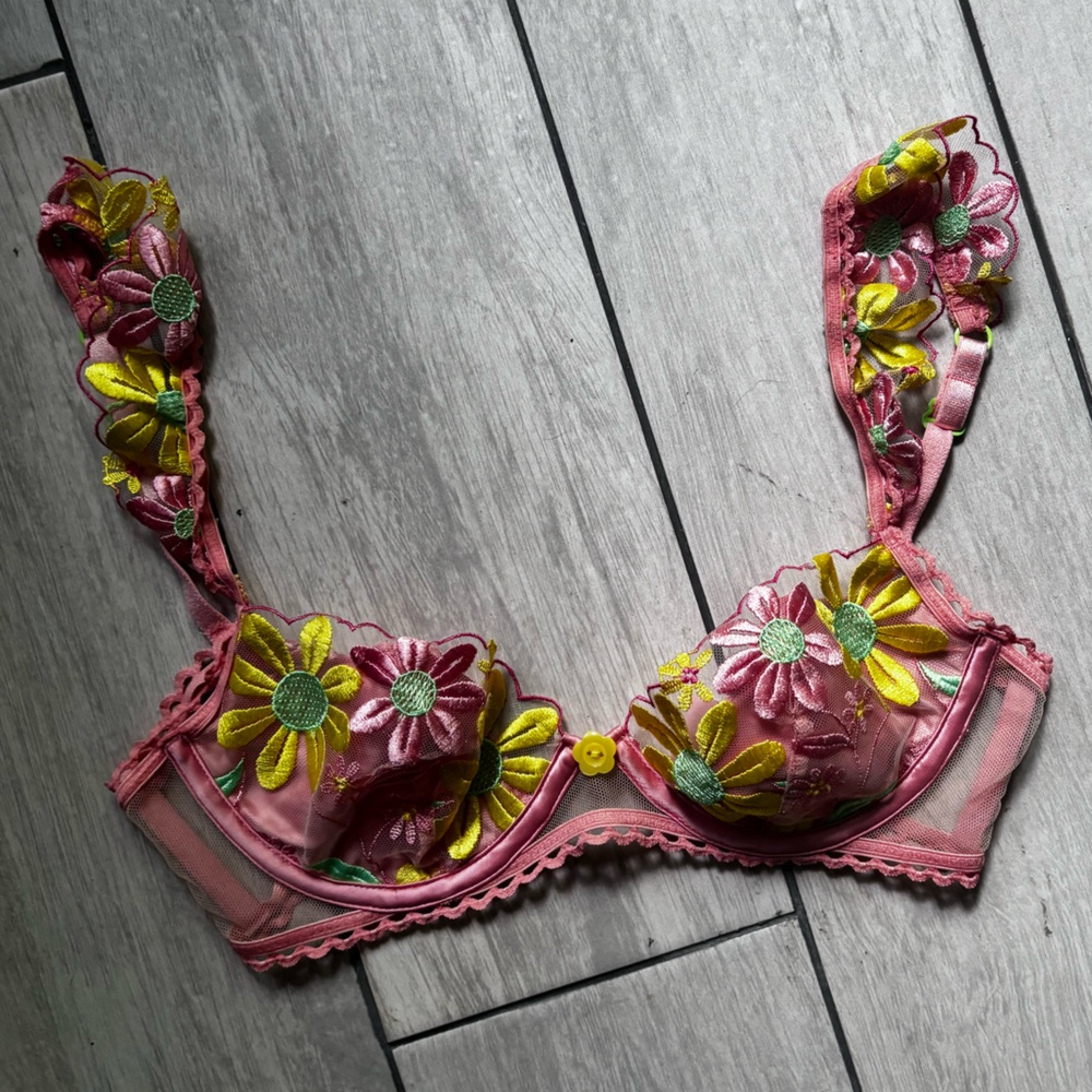 For love and lemons floral orange yellow green bra ruffle